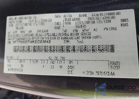 2019 Ford F-250 Xlt z USA, uszkodzony, nr VIN 1FT7W2BT4KEC03043